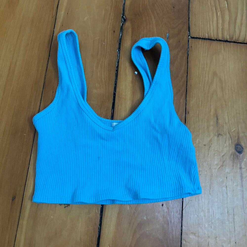 Blue ribbed crop top croptop